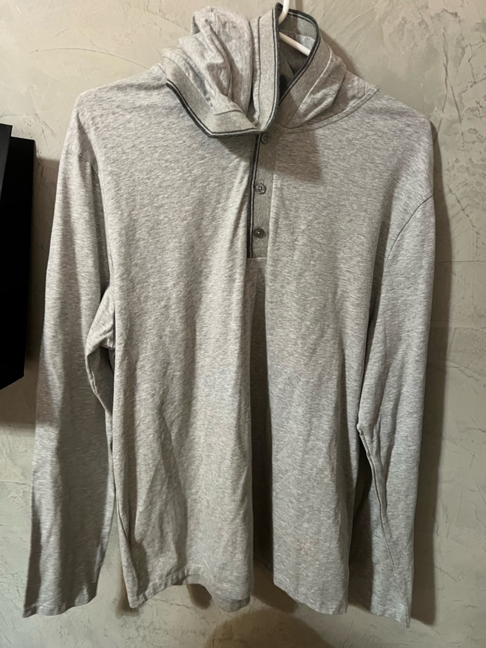 Express Light Gray Hooded Henley Top